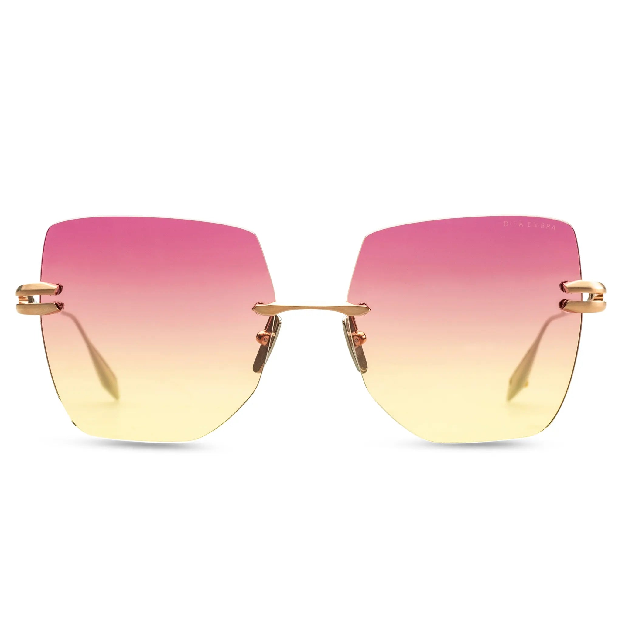 Front view of Dita Eyewear Embra Brushed Rose Gold Silver Sunglasses